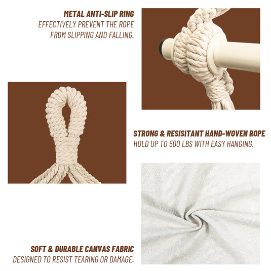 Hanging Hammock Chair with Cushions - Beige