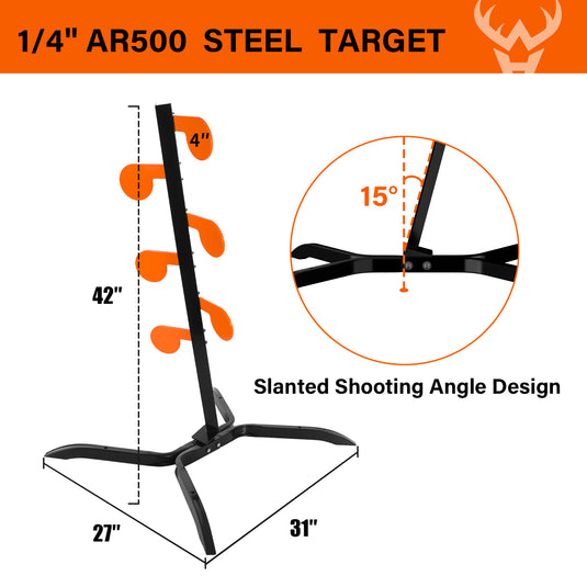 4" x 1/4" AR500 Steel Target Dueling Tree Stand - Upgraded