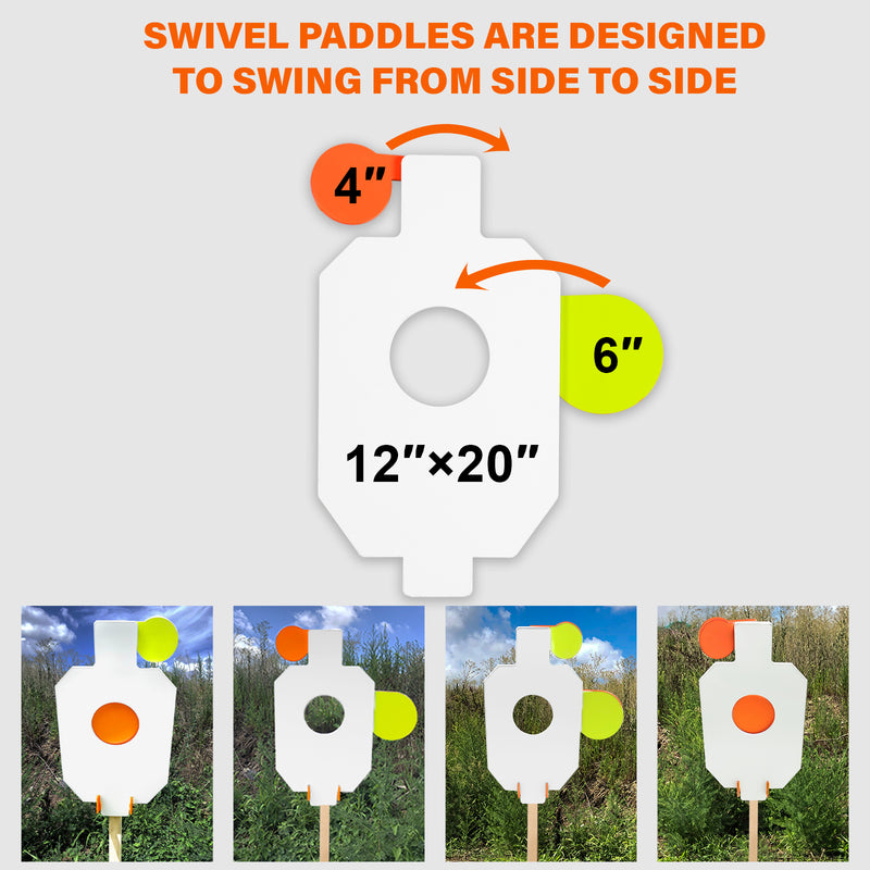 Load image into Gallery viewer, 3/8&quot; AR500 Steel 12&quot; x 20&quot; Reactive Hostage with Hanger and 6&quot; AR500 Dueling Tree Paddles Set

