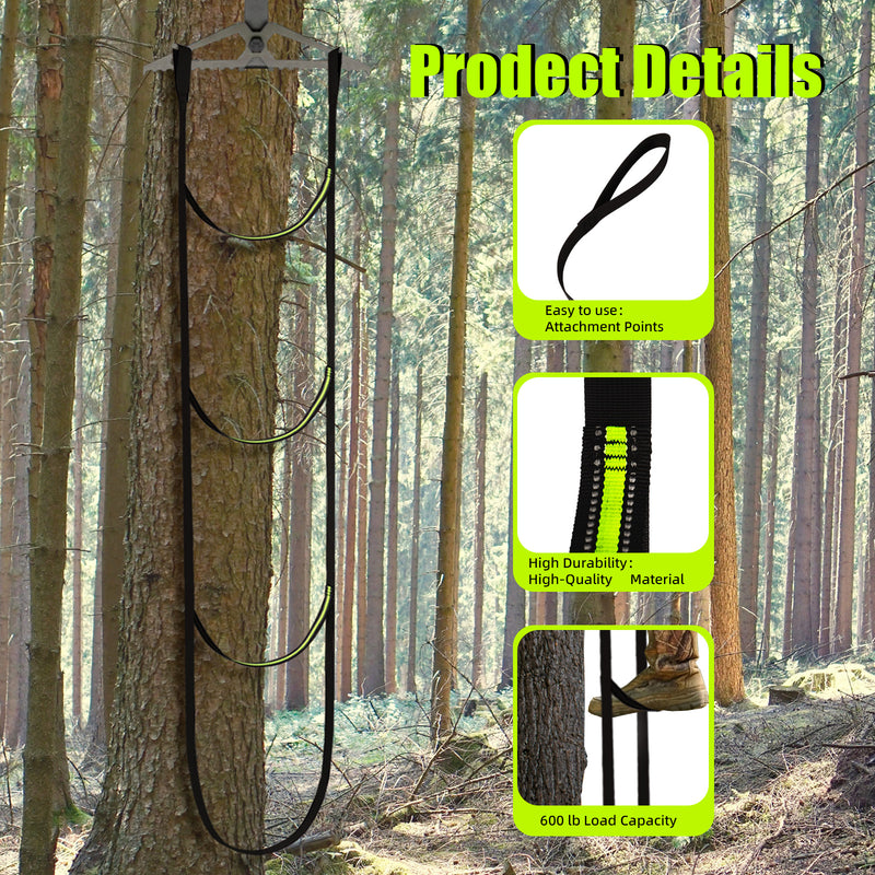 Load image into Gallery viewer, 3 Step Climbing Stick Aider - 600Lbs Strength Climbing Webbing Rope Ladder

