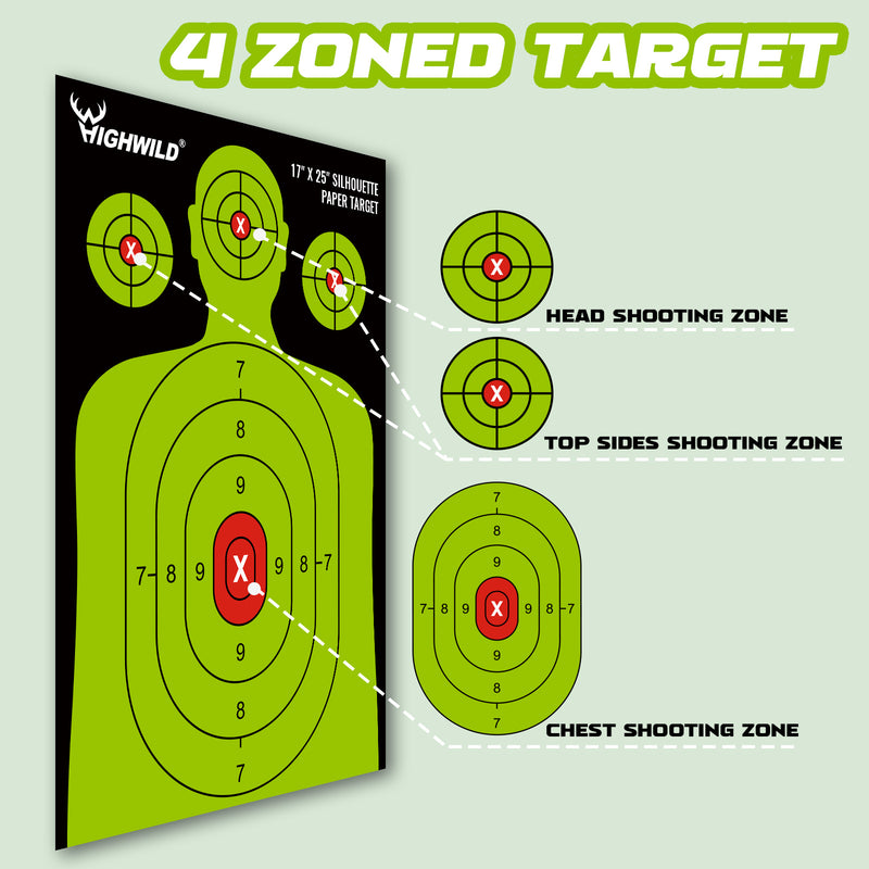Target Range Paper Shooting Range Silhouette Paper Target - 17X25 Inches (Black & Green ...