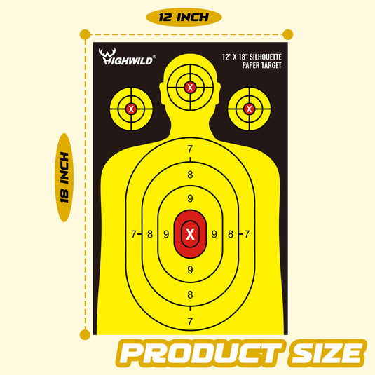 Shooting Range Silhouette Paper Target - 12X18 Inches (25 Pack)