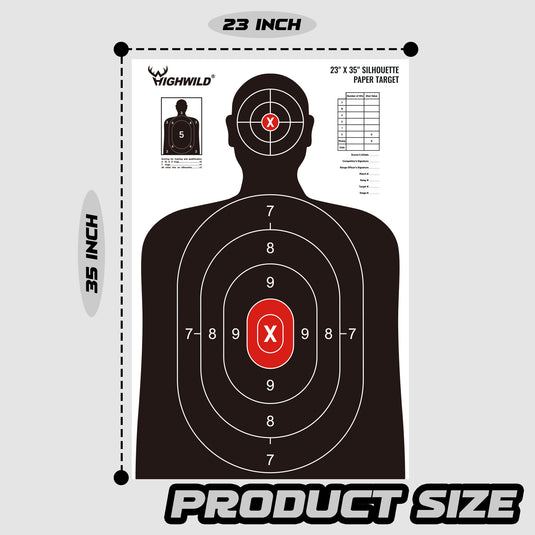 Shooting Range Silhouette Paper Target - 23X35 Inches (5 Pack, White & Black)