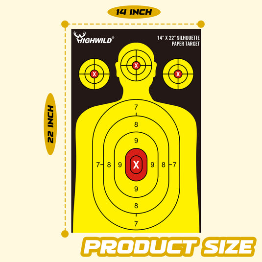 Shooting Range Silhouette Paper Target - 14X22 Inches (50 Pack)