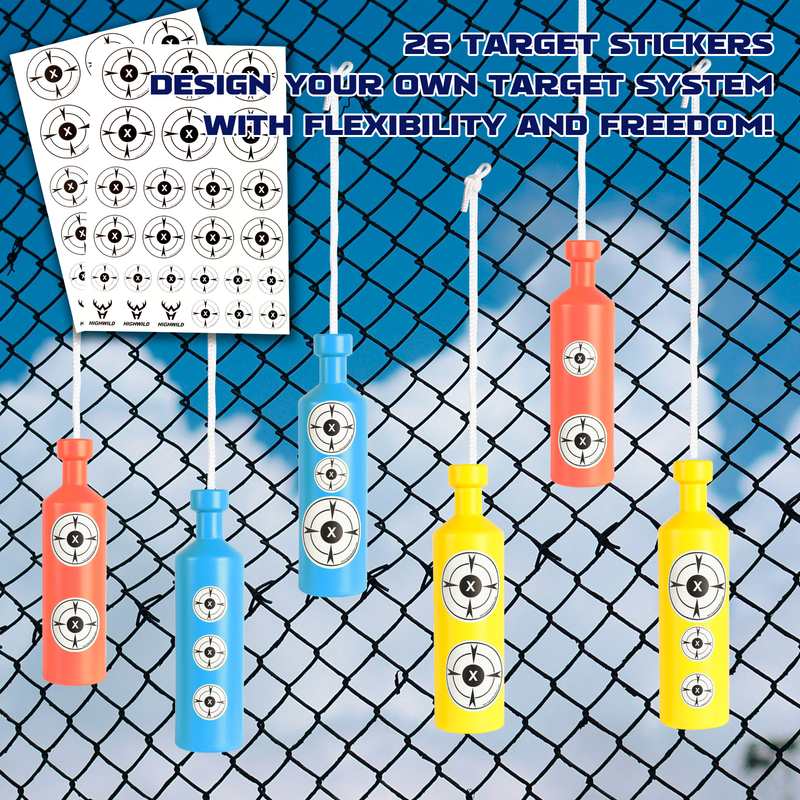Load image into Gallery viewer, Plastic Bottle Targets for Shooting - with Hanging Rope and Foldable Storage Rack (Red/Yellow/Blue)
