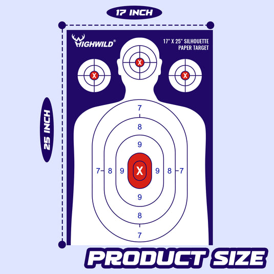 Shooting Range Silhouette Paper Target - 17X25 Inches (Navy Blue & White)
