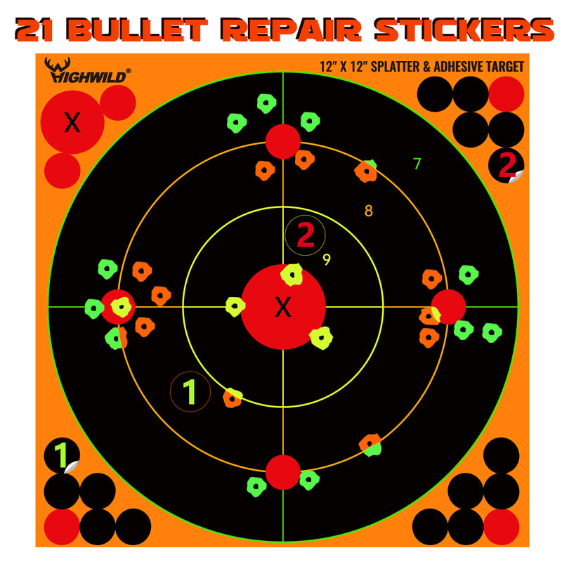 Highwild 200-Pack Multi-Color Splatter Adhesive Bullseye Targets – Fun Sticky Targets For Shooting Practice