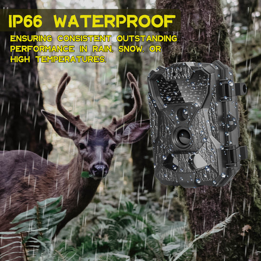 Trail Game Camera 32MP 1080P with Night Vision - IP66 Waterproof Hunting Cam for Wildlife Monitoring