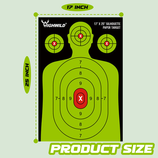 Shooting Range Silhouette Paper Target - 17X25 Inches (Black & Green)