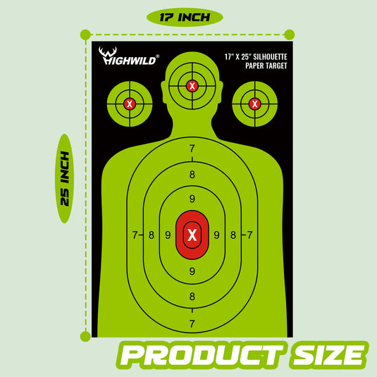 Target Range Paper Shooting Range Silhouette Paper Target - 17X25 Inches (Black & Green ...