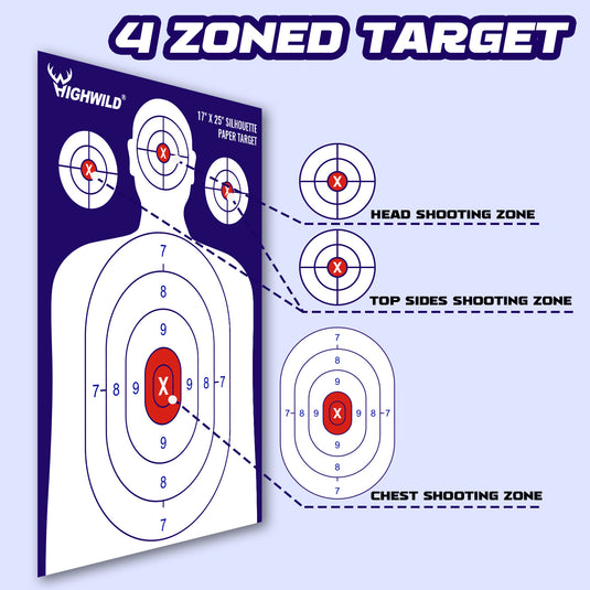 Shooting Range Silhouette Paper Target - 17X25 Inches (Multi Color)