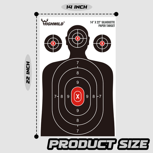 Shooting Range Silhouette Paper Target - 14X22 Inches (50 Pack)