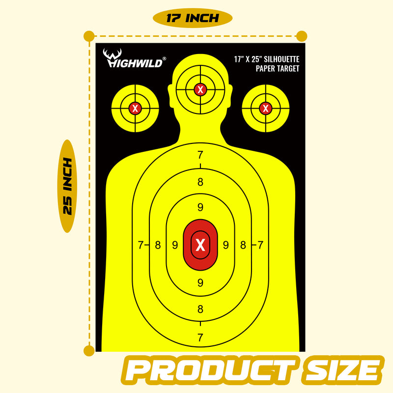 Load image into Gallery viewer, Shooting Range Silhouette Paper Target - 17X25 Inches (Black &amp; Yellow)
