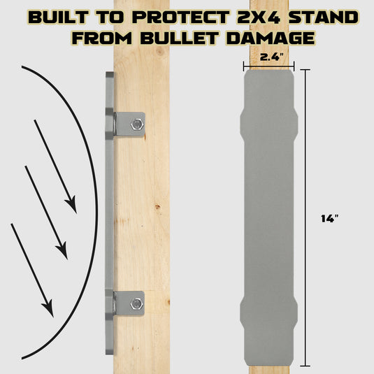 Double T-Shaped Base Stand + 2X4 Target Hanger + 3/8" Thick 12" X 20" Hostage Target + Wood Stand Armor Plate