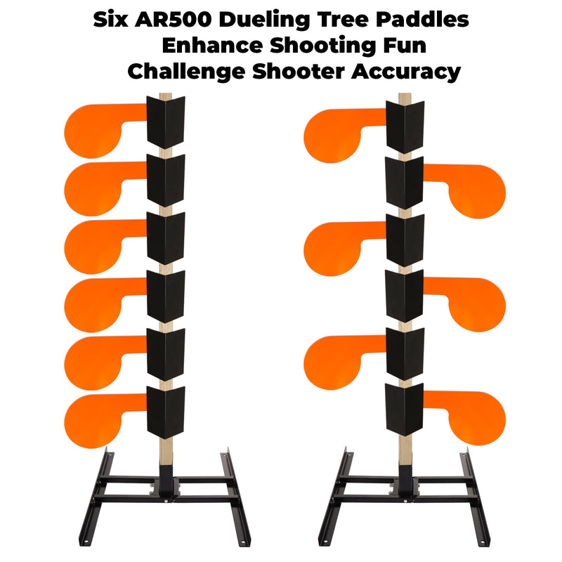 Load image into Gallery viewer, AR500 Dueling Tree Target Kit Six 6&quot; x 3/8&quot; Steel Paddles  with Base and Mounting Hardware
