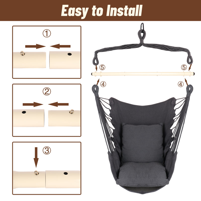 Load image into Gallery viewer, Hanging Hammock Chair with Cushions - Grey
