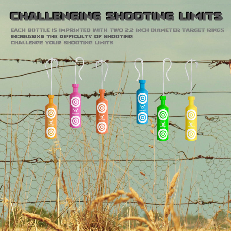 Load image into Gallery viewer, Plastic Shatterproof Bottle Targets for Shooting - 6 Neon Colors with Hanging Rope
