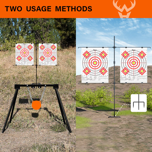3/8" AR500 Steel Targets System 6" Gong with Stand and Adjustable Paper Target Stand