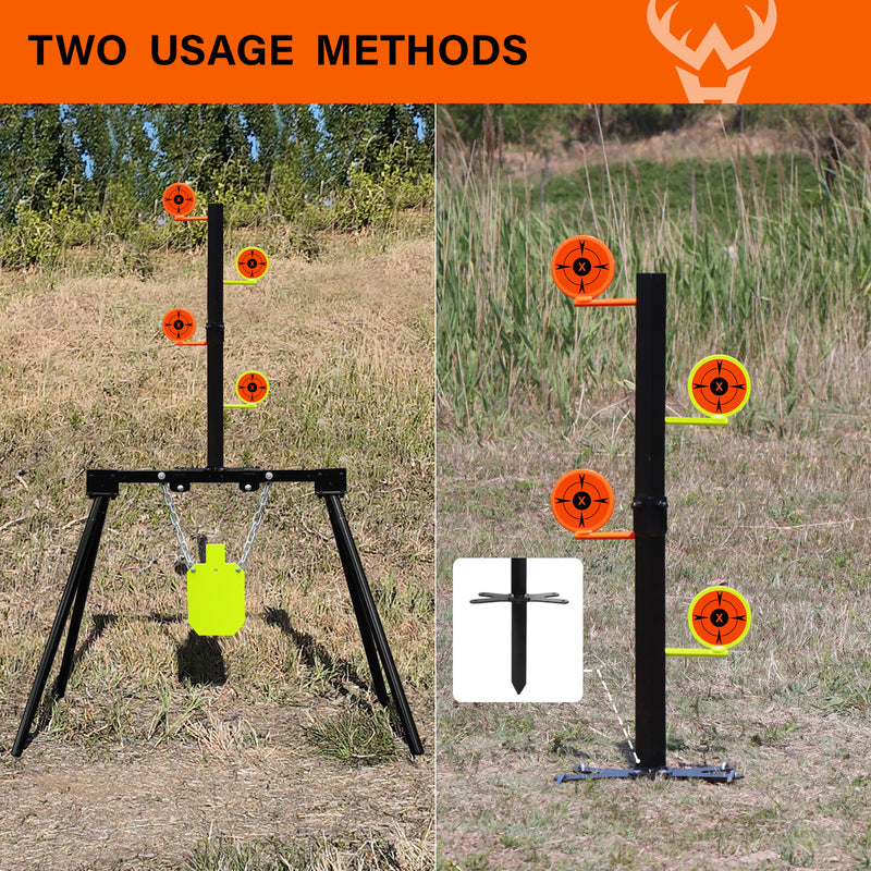 Load image into Gallery viewer, 3/8&quot; AR500 Steel Targets System 7&quot;x 12&quot; Silhouette  with Stand and .22 Rimfire Dueling Tree
