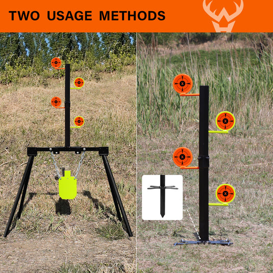3/8" AR500 Steel Targets System 7"x 12" Silhouette  with Stand and .22 Rimfire Dueling Tree