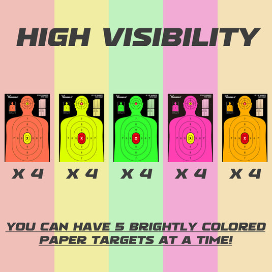 23X35 Inch Shooting Range Silhouette Paper Target - 5 Fluorescent Colors