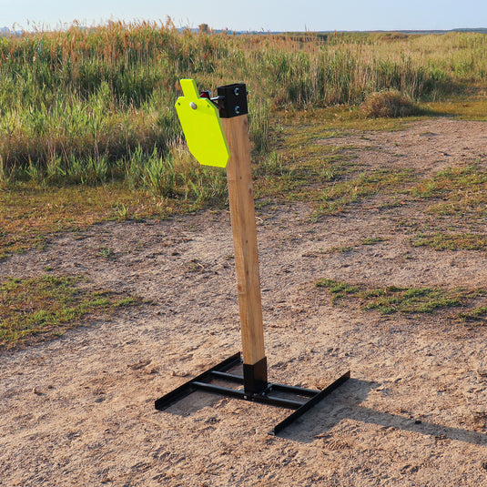 Double T-Shaped Base Stand + 2X4 Target Hanger + 1/2" Thick 7" X 12" Torso Target