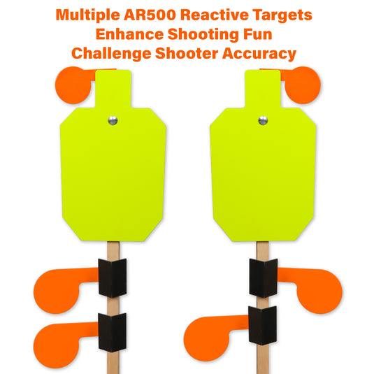 3/8" AR500 Steel 12" x 20" Reactive Hostage Target and 6" AR500 Dueling Tree Paddles Set