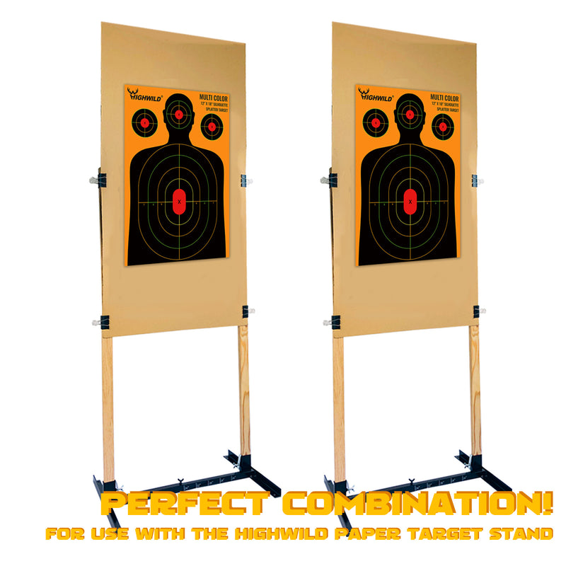 Load image into Gallery viewer, Silhouette Splatter Paper Targets - Splash Effect of Multiple Colors - 12x18 Inch
