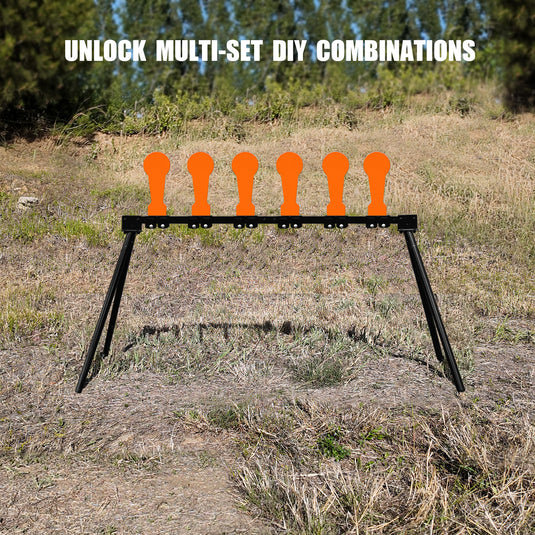 3/8" AR500 Steel Targets System 6"  Gong and 7"x 12" Silhouette with Stand and Auto Reset Popper