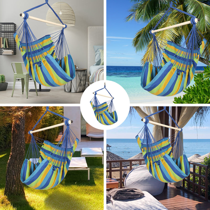 Load image into Gallery viewer, Hanging Hammock Chair - Blue &amp; Green
