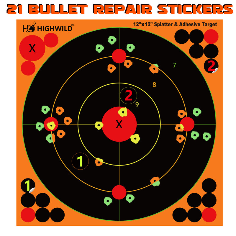 Load image into Gallery viewer, Stick Splatter Adhesive Bullseye Shooting Targets - 12x12 Inch
