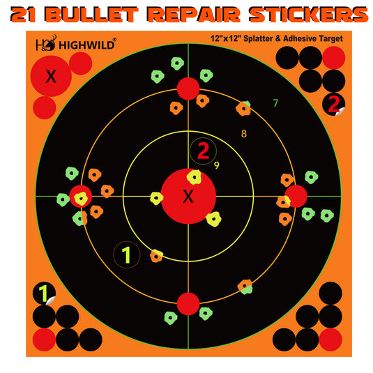 Stick Splatter Adhesive Bullseye Shooting Targets - 12x12 Inch – Highwild