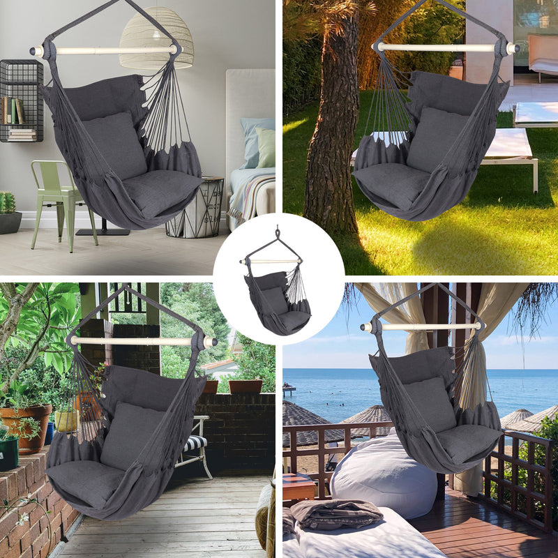 Load image into Gallery viewer, Hanging Hammock Chair with Cushions - Grey
