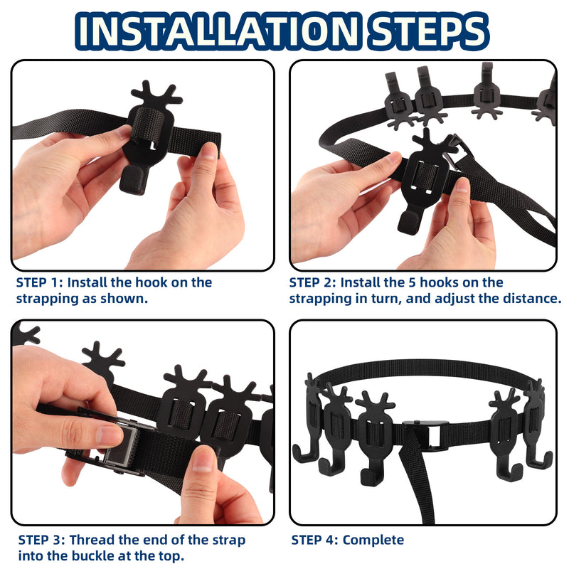 Load image into Gallery viewer, Treestand Strap Gear Hangers for Hunting Gears Bow - 5 Hooks Set (Black)
