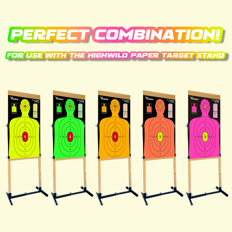 Load image into Gallery viewer, 23X35 Inch Shooting Range Silhouette Paper Target - 5 Fluorescent Colors
