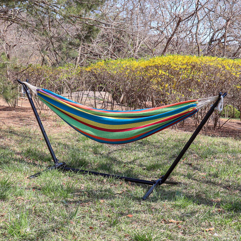Double hammock with space saving steel stand Clearance