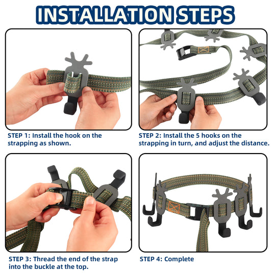 Treestand Strap Gear Hangers for Hunting Gears Bow - 5 Hooks Set