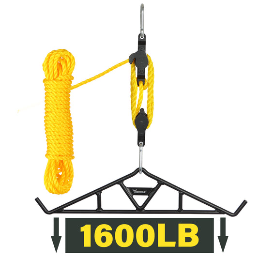 Game Hanging Gambrel & Hoist Kit with Pulleys & Rope - 1600 lbs