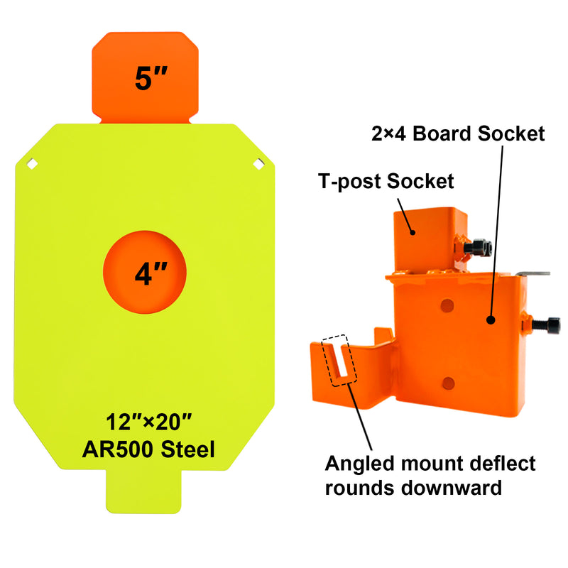 Load image into Gallery viewer, 12" X 20" X 3/8" AR500 Steel Silhouette Target with Mounting Bracket
