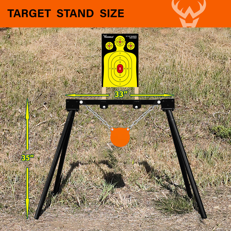 Load image into Gallery viewer, 3/8&quot; AR500 Steel Targets System 6&quot; Gong with Stand and 12&quot; X 18&quot; Silhouette Paper Targets
