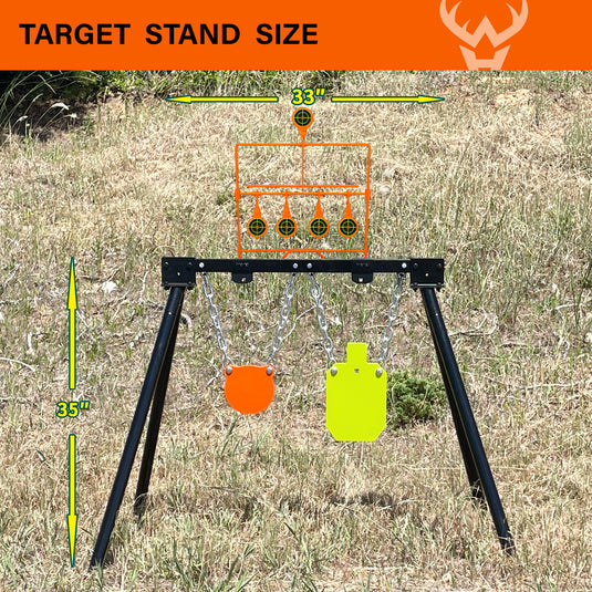 3/8" AR500 Steel Targets System 6" Gong and 7"x 12" Silhouette with Stand and .22 Rimfire Resetting Target