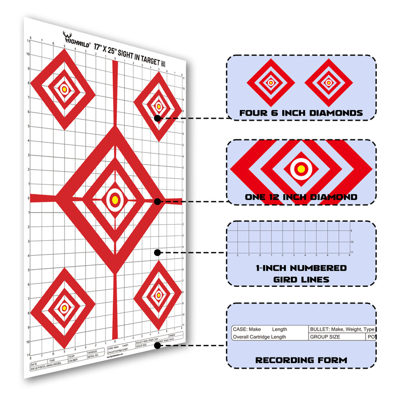 Target Ranging Reference Cards Sight in Shooting Range Paper Target - 17X25 Inches – Highwild