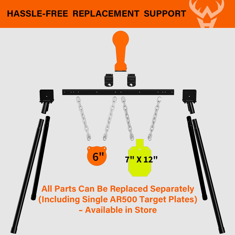Load image into Gallery viewer, 3/8&quot; AR500 Steel Targets System 6&quot;  Gong and 7&quot;x 12&quot; Silhouette with Stand and Auto Reset Popper
