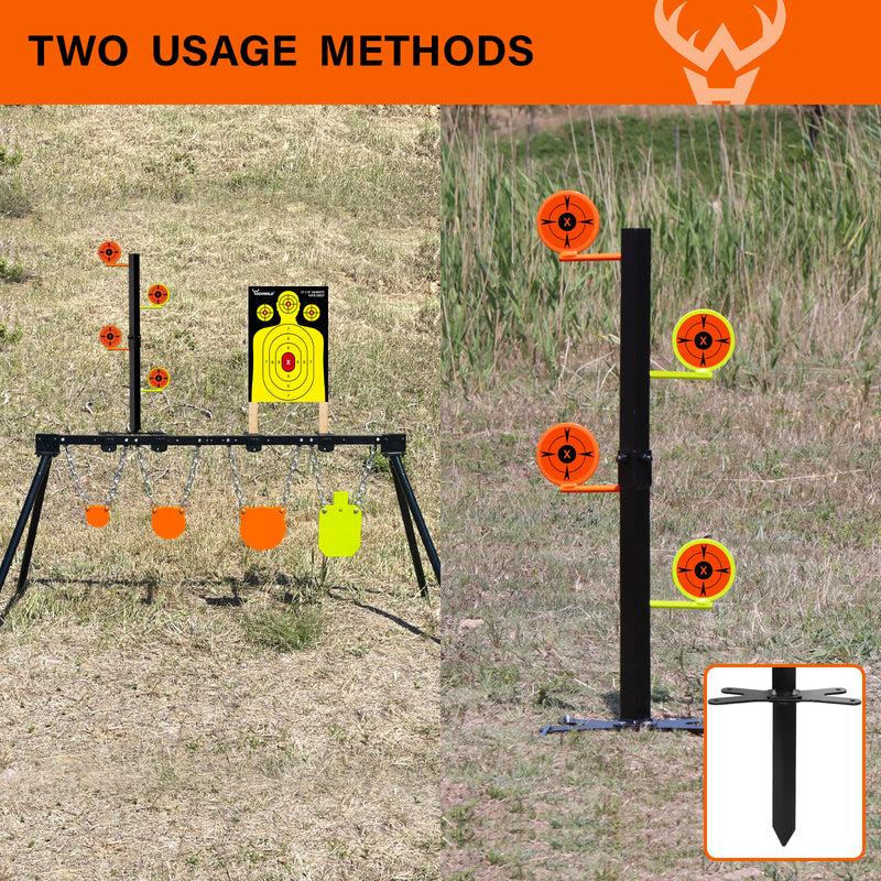 Load image into Gallery viewer, 3/8&quot; AR500 Steel Targets System 4&quot;, 6&quot;, 8&quot;  Gongs and 7&quot;x 12&quot; Silhouette with Stand, .22 Rimfire Dueling Tree and 12&quot; X 18&quot; Silhouette Paper Sheets
