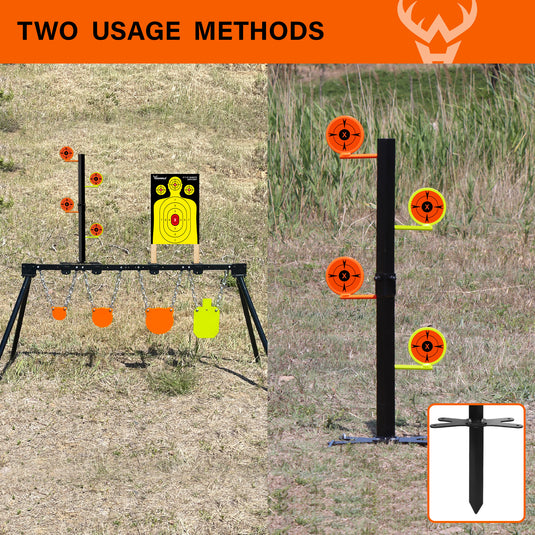3/8" AR500 Steel Targets System 4", 6", 8"  Gongs and 7"x 12" Silhouette with Stand, .22 Rimfire Dueling Tree and 12" X 18" Silhouette Paper Sheets
