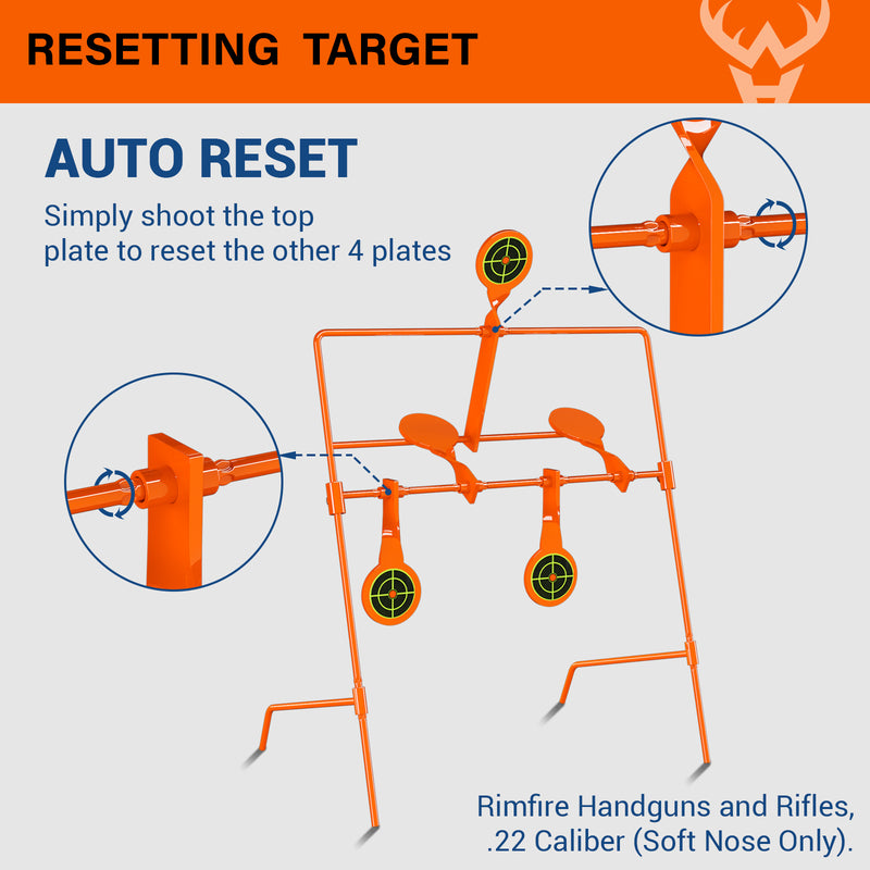 Load image into Gallery viewer, 3/8&quot; AR500 Steel Targets System 6&quot; Gong and 7&quot;x 12&quot; Silhouette with Stand and .22 Rimfire Resetting Target
