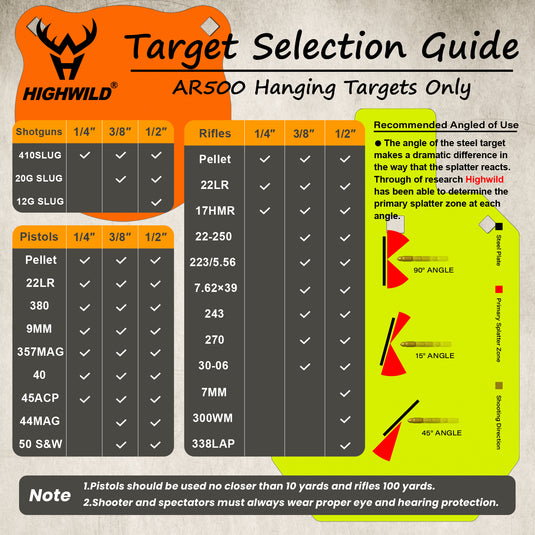 3/8" AR500 Steel Targets System 6" Gong and 7"x 12" Silhouette with Stand and .22 Rimfire Resetting Target