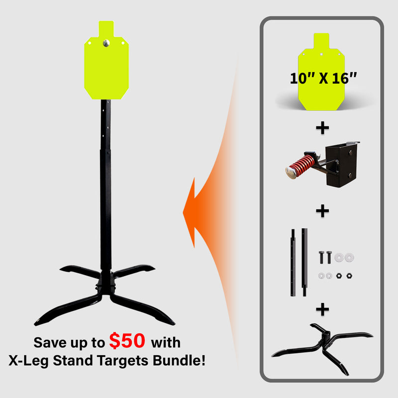 Load image into Gallery viewer, X-leg Base Stand + 2X4 Target Hanger + 3/8" Thick 10" X 16" Torso + Adjustable Steel Post
