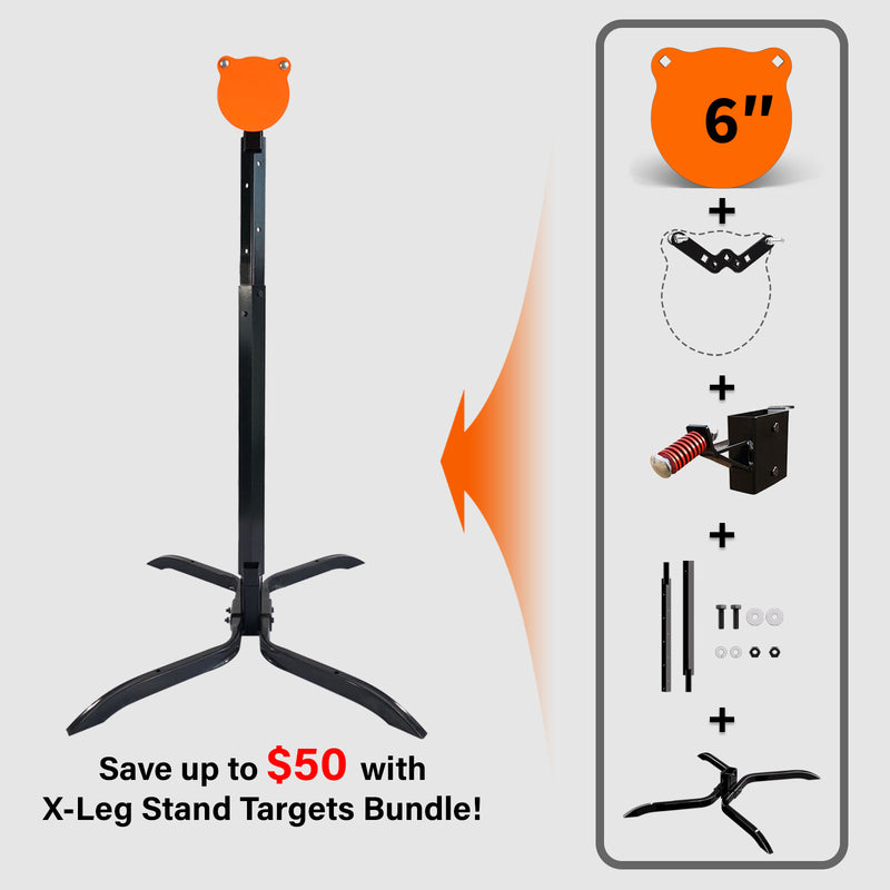 Load image into Gallery viewer, X-leg Base Stand + 2X4 Target Hanger + 3/8" Thick 6" Gong + Adjustable Steel Post
