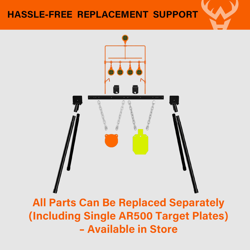 Load image into Gallery viewer, 3/8&quot; AR500 Steel Targets System 6&quot; Gong and 7&quot;x 12&quot; Silhouette with Stand and .22 Rimfire Resetting Target
